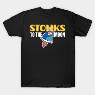 Stonks To The Moon Funny Day Trader Stock Trading Gift T-Shirt